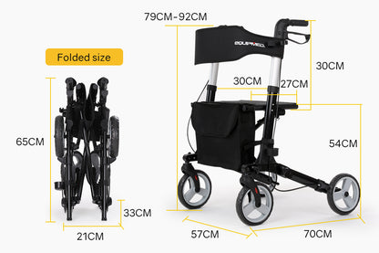 EQUIPMED Rollator Walking Frame Walker Foldable Seat Aluminium Mobility Aid