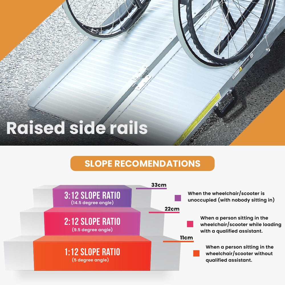 EQUIPMED 152cm Portable Folding Aluminium Access Ramp, 272kg Rated, for Wheelchair, Mobility Scooter, Rollator
