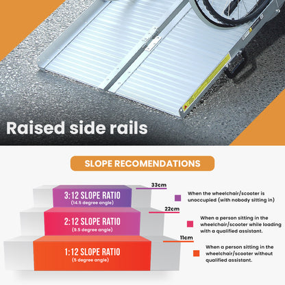 EQUIPMED 182cm Portable Folding Aluminium Access Ramp, 272kg Rated, for Wheelchair, Mobility Scooter, Rollator