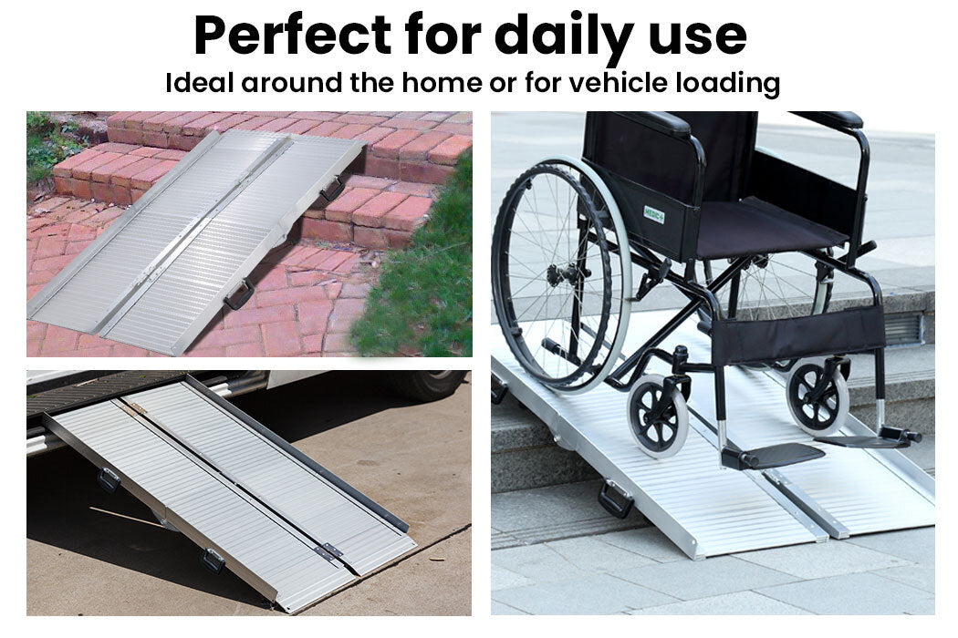 EQUIPMED 122cm Folding Wheelchair Ramp Foldable Access Portable Scooter Fold