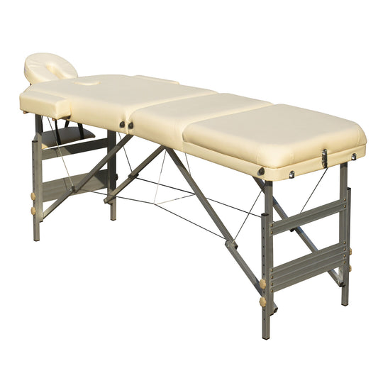 YES4HOMES 3 Fold Portable Aluminium Massage Table Massage Bed Beauty Therapy Beige