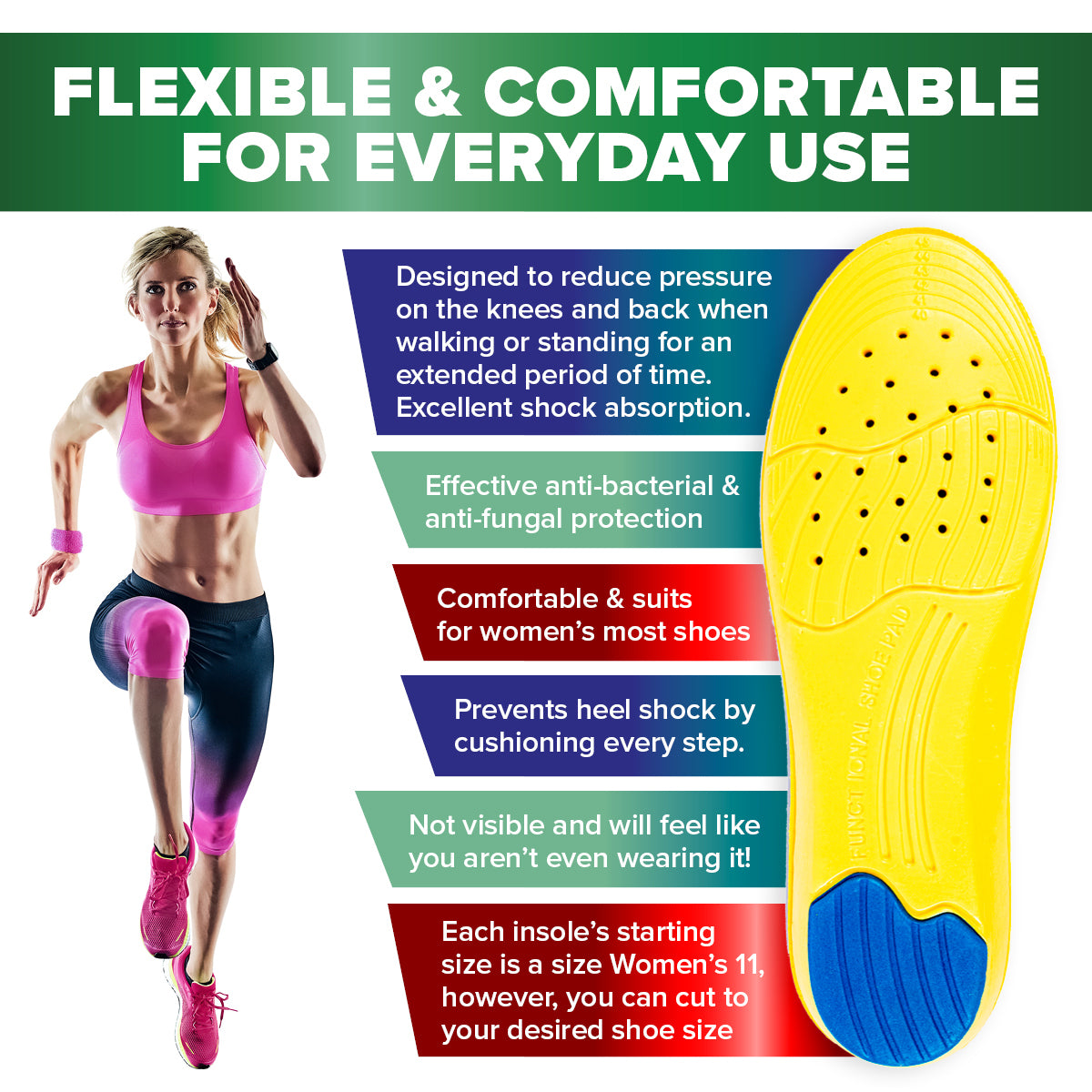 1st Care 12 Pairs Women's Memory Foam Insoles Maximum Support