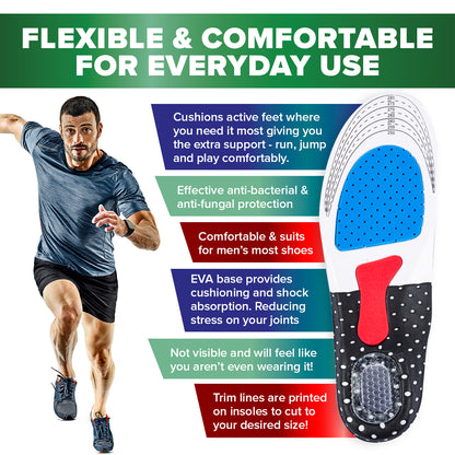 1st Care 12 Pairs Men's 3D Orthotic Sports Insole Heel Arch Forefoot Support
