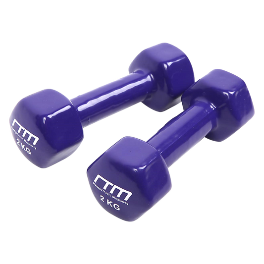 2kg Dumbbells Pair PVC Hand Weights Rubber Coated