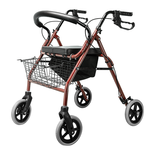 Rollator Walker Walking Frame With Wheels Zimmer Mobility Aids Seat Red